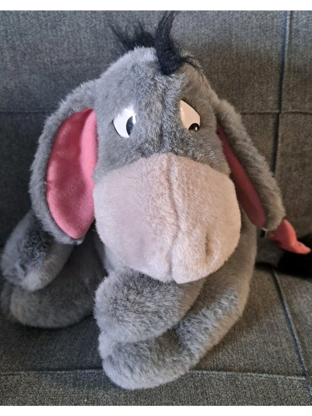 Walt Disney World Eeyore Plush Stuffed Animal 11" Gray Pink Tail Winnie The Pooh